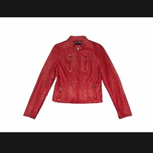 Red Valentine Faux Leather Moto Jacket